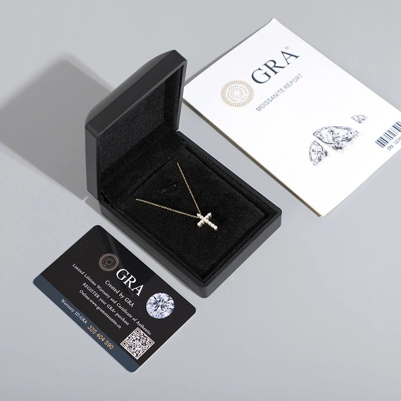 Collier croix en argent Moissanite pour femme