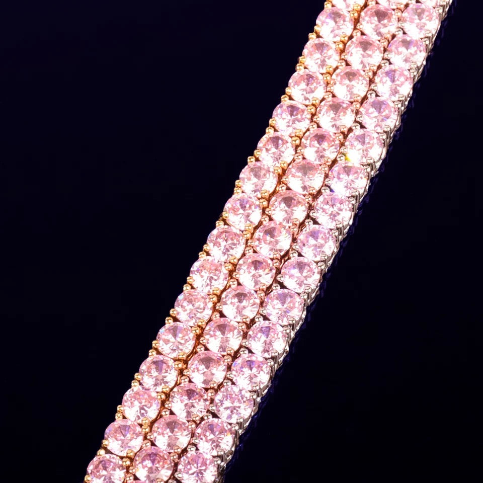 Chaine Tennis Diamant Rose 4MM