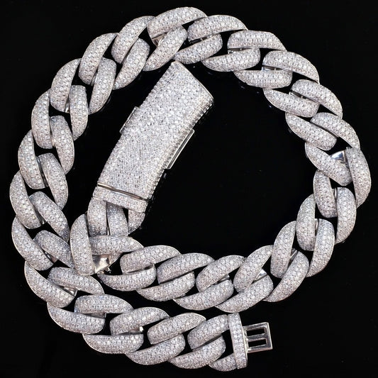 20mm white gold diamond iced out Miami Cuban chain necklace