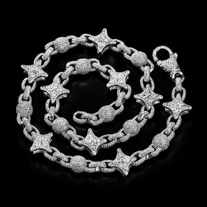 Iced Multi-Star Link Chain