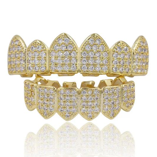 6/6 Gold plated ICED OUT Royal Grillz Set