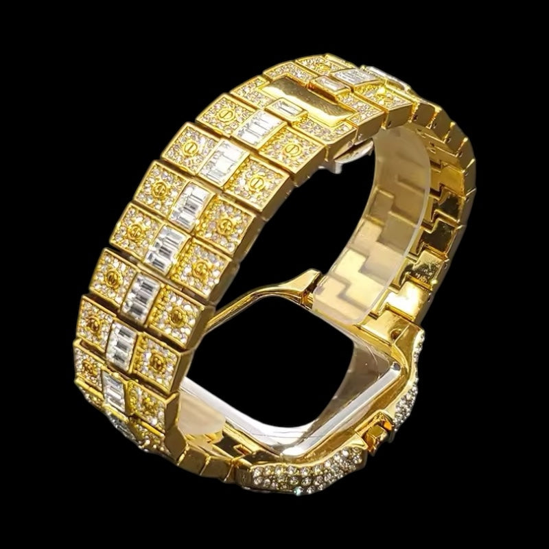 King Square Arabic 42mm – Fully Iced Gold-Plated Watch