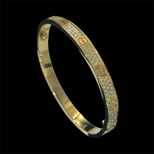 Gold Plated Iced Bangle Armband