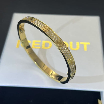 Gold Plated Iced Bangle Armband