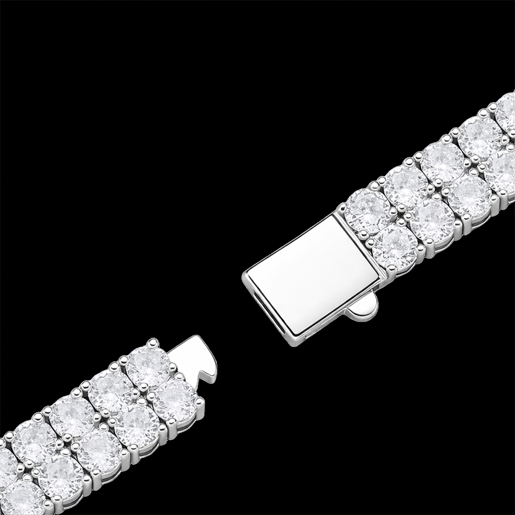 White Gold Plated Double Row Tennis Bracelet