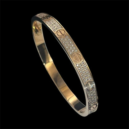 Rose Gold Plated Iced Bangle Armband