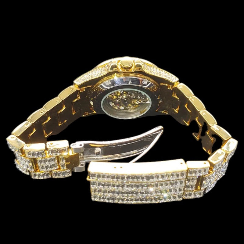 Monarch 42mm – Gold-Plated Automatic Baguette Diamond Watch