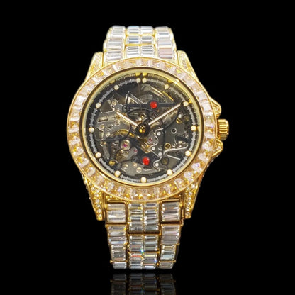 Monarch 42mm – Gold-Plated Automatic Baguette Diamond Watch