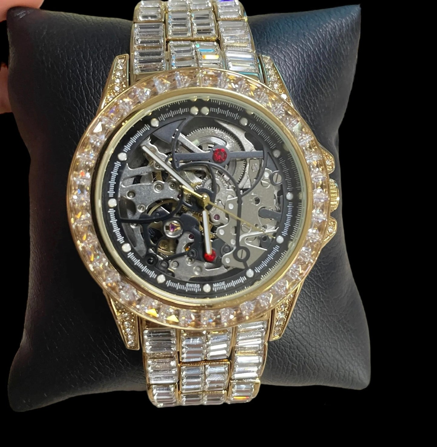 Monarch 42mm – Gold-Plated Automatic Baguette Diamond Watch