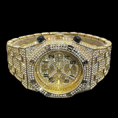 Gold Plated Diamond Royal Chronograph Watch