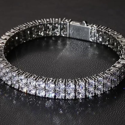 White Gold Plated Double Row Tennis Bracelet