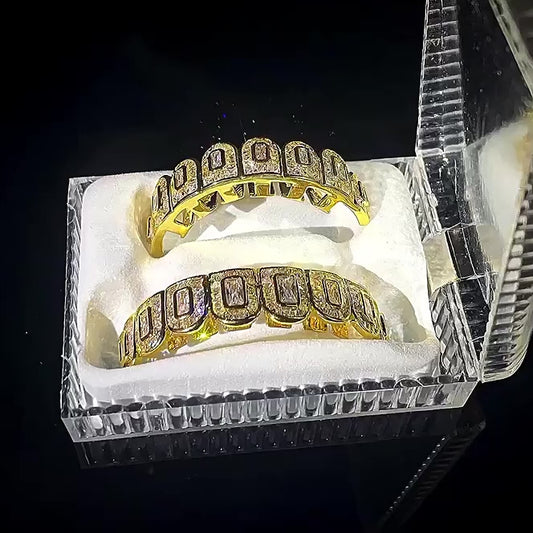 8/8 Premium Gold plated ICED Baguette Grillz