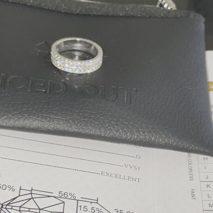 Bague à trois rangées de diamants en argent moissanite