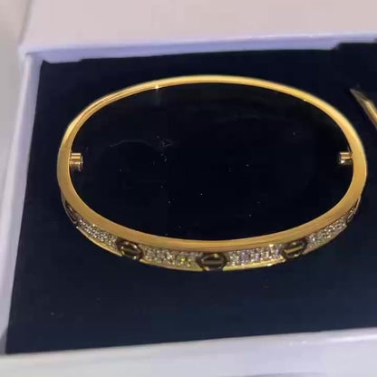 Gold Plated Iced Bangle Armband