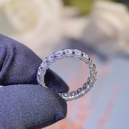 3mm Silver Moissanite Diamond Ring