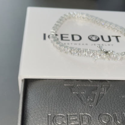 BRACELET TENNIS PLAQUE OR BLANC 4MM