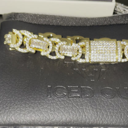 13MM Gold Plated Fully Iced Out Koningsketting Armband