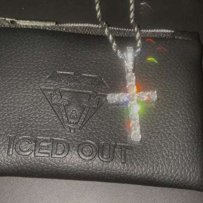 Silver Diamond Tennis Cross Pendant