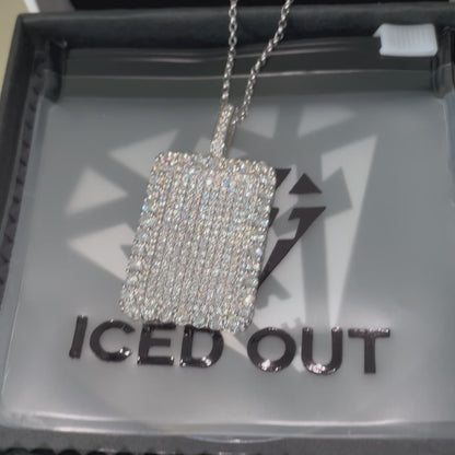 Silver Moissanite Diamond Dog Tag