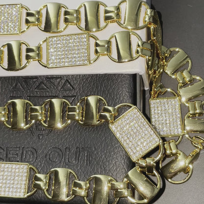 14mm Gold Plated Magnum Koningsketting en armband