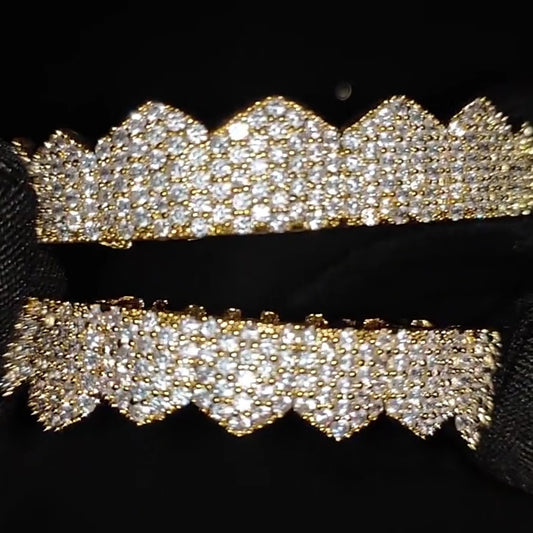 8/8 Premium Gold plated ICED OUT Grillz Set
