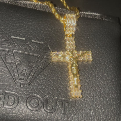 Baguette Diamonds Jesus Cross