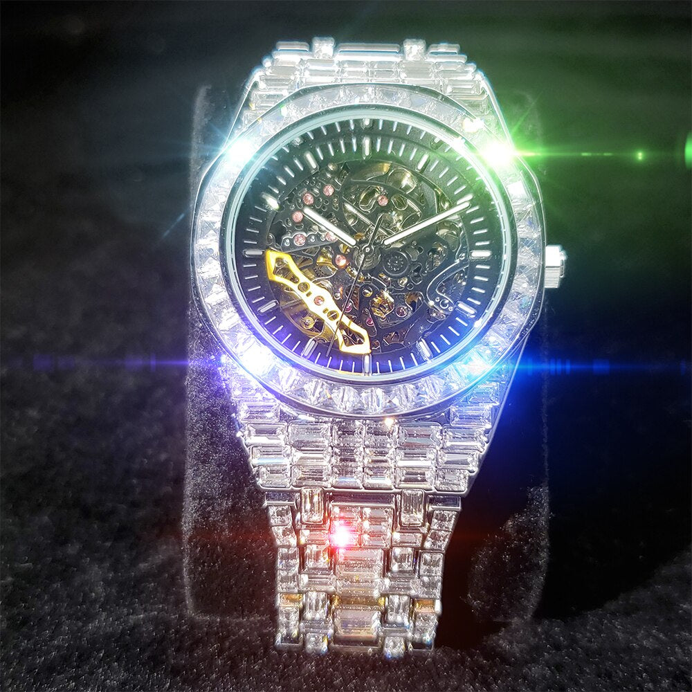 Montre Baguette Royale Automatique Entièrement Glacée