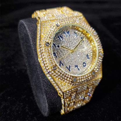 Royal Majestic 42mm Arabic – Fully Iced Gold-Plated Watch