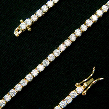 CHAINE DE TENNIS PLAQUE OR 3MM