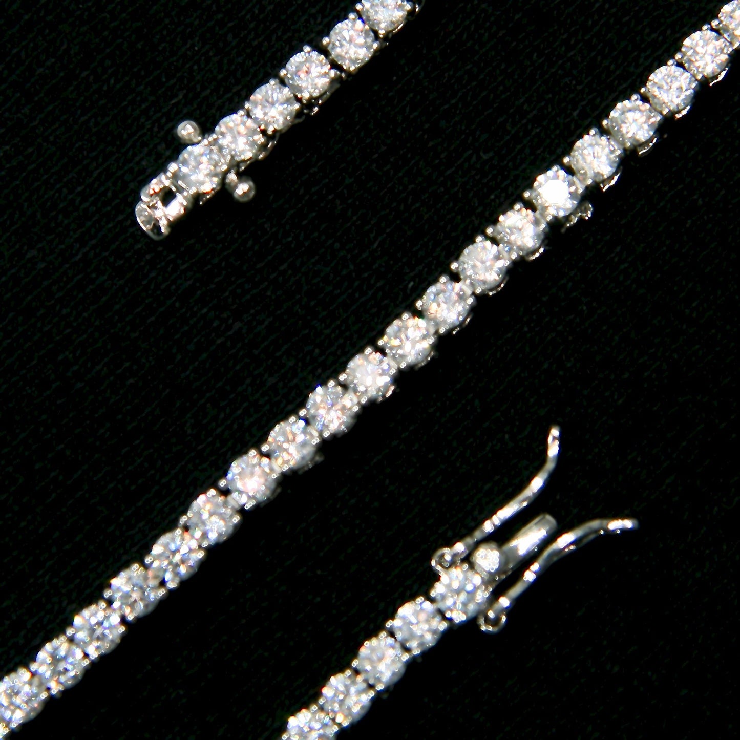 CHAINE DE TENNIS PLAQUE OR BLANC 3MM