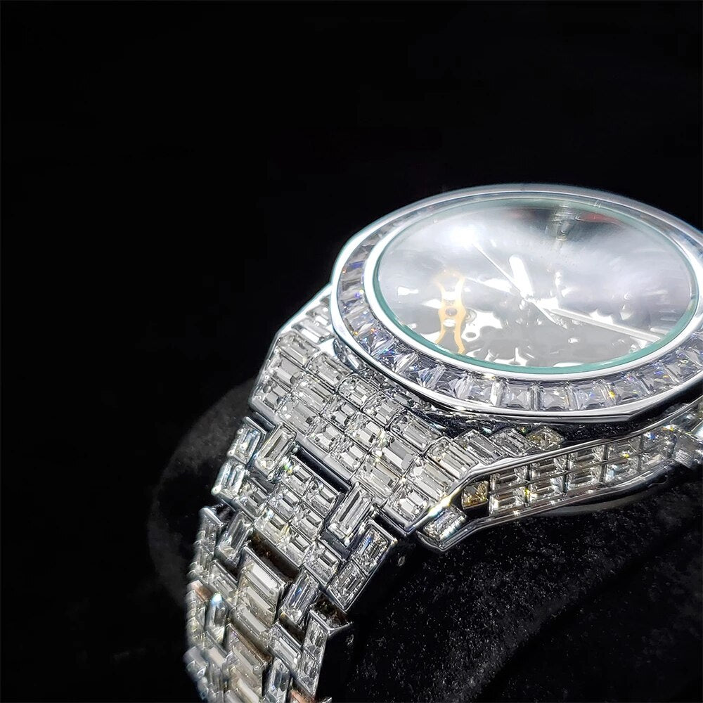 Montre Baguette Royale Automatique Entièrement Glacée