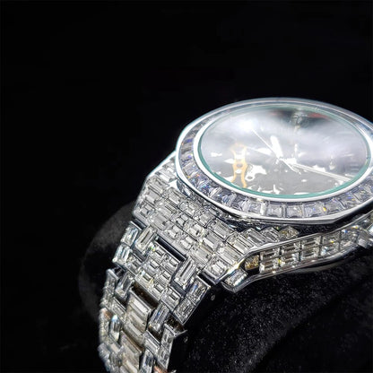 Montre Baguette Royale Automatique Entièrement Glacée