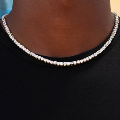 CHAINE DE TENNIS PLAQUE OR 4MM