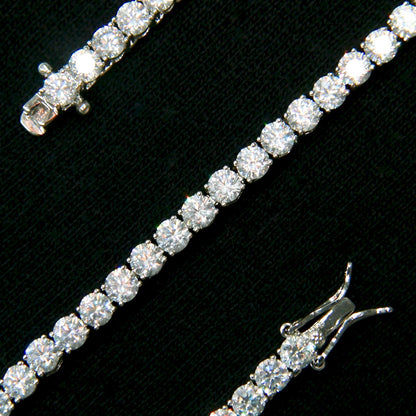 CHAINE DE TENNIS PLAQUE OR BLANC 4MM