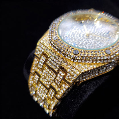 Royal Majestic 42mm Arabic – Fully Iced Gold-Plated Watch