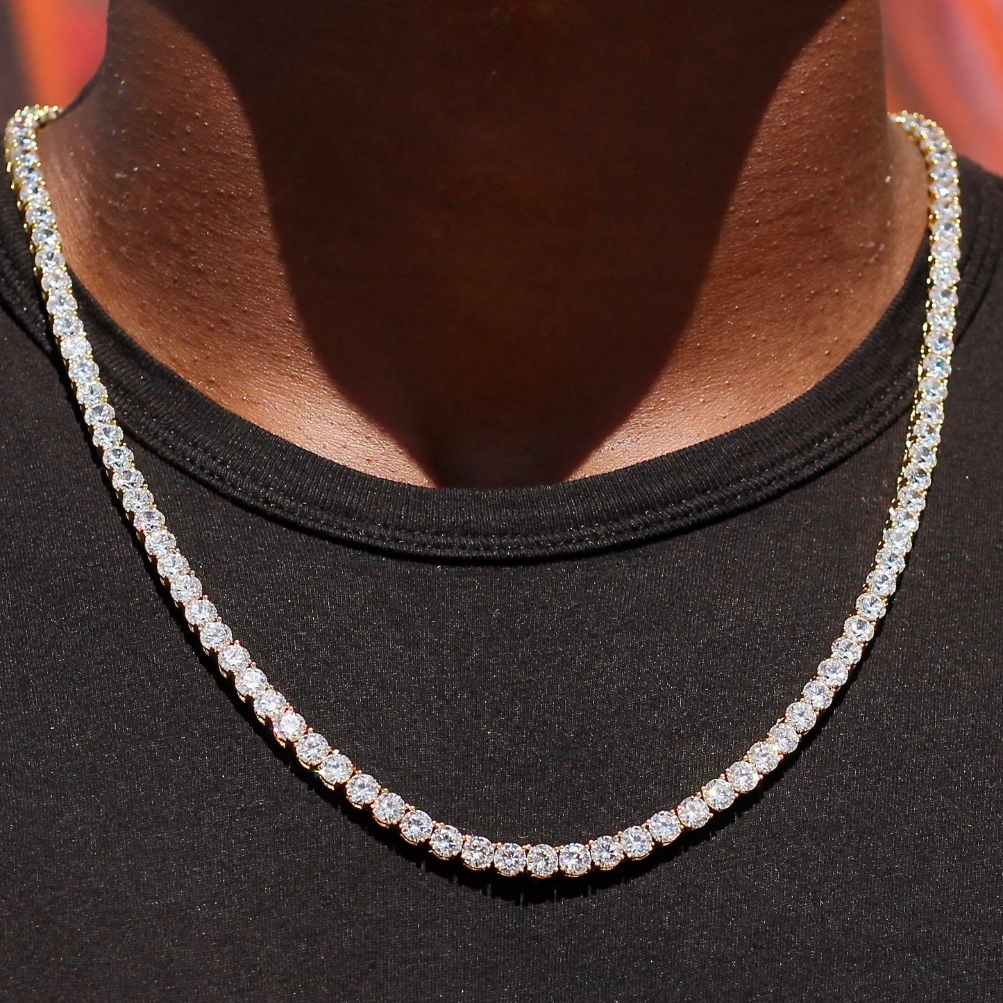 CHAINE DE TENNIS PLAQUE OR 5MM