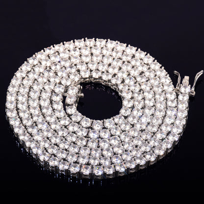 CHAINE DE TENNIS PLAQUE OR BLANC 5MM