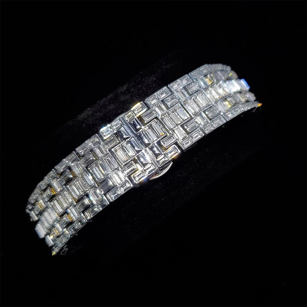 Montre Baguette Royale Automatique Entièrement Glacée