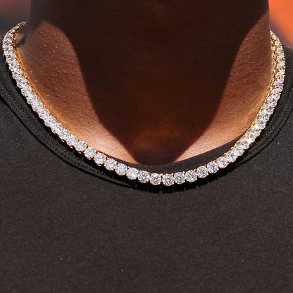 CHAINE DE TENNIS PLAQUE OR 6MM