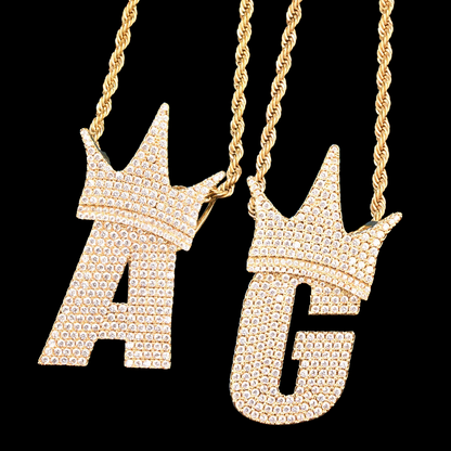 Pendentif Lettre Couronne Plaqué Or