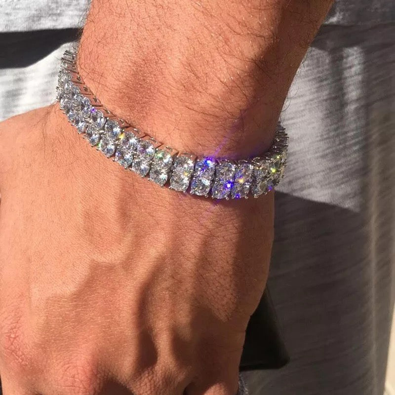 Bracelet Double Tennis Plaqué Or Blanc