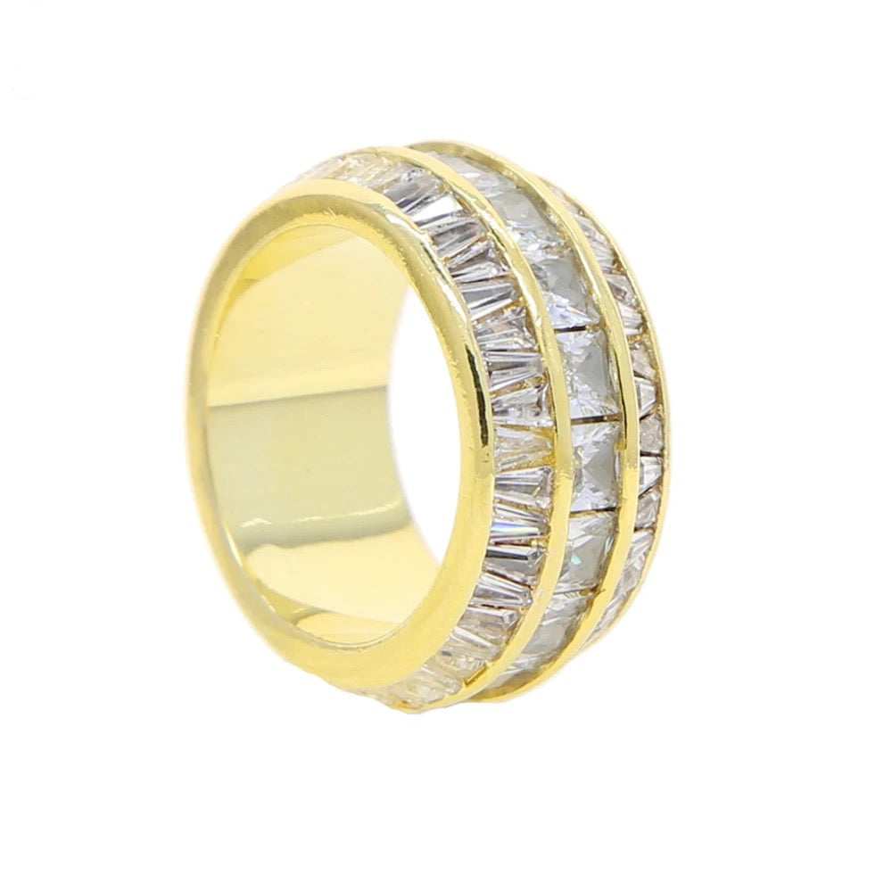 Plaqué Or | Bague d'éternité diamant taille baguette