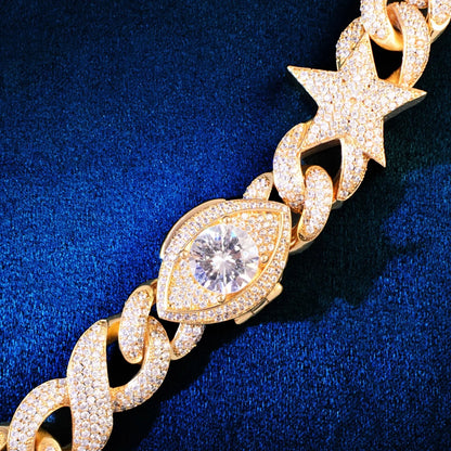 Gold Plated Diamond Star Cuban Necklace