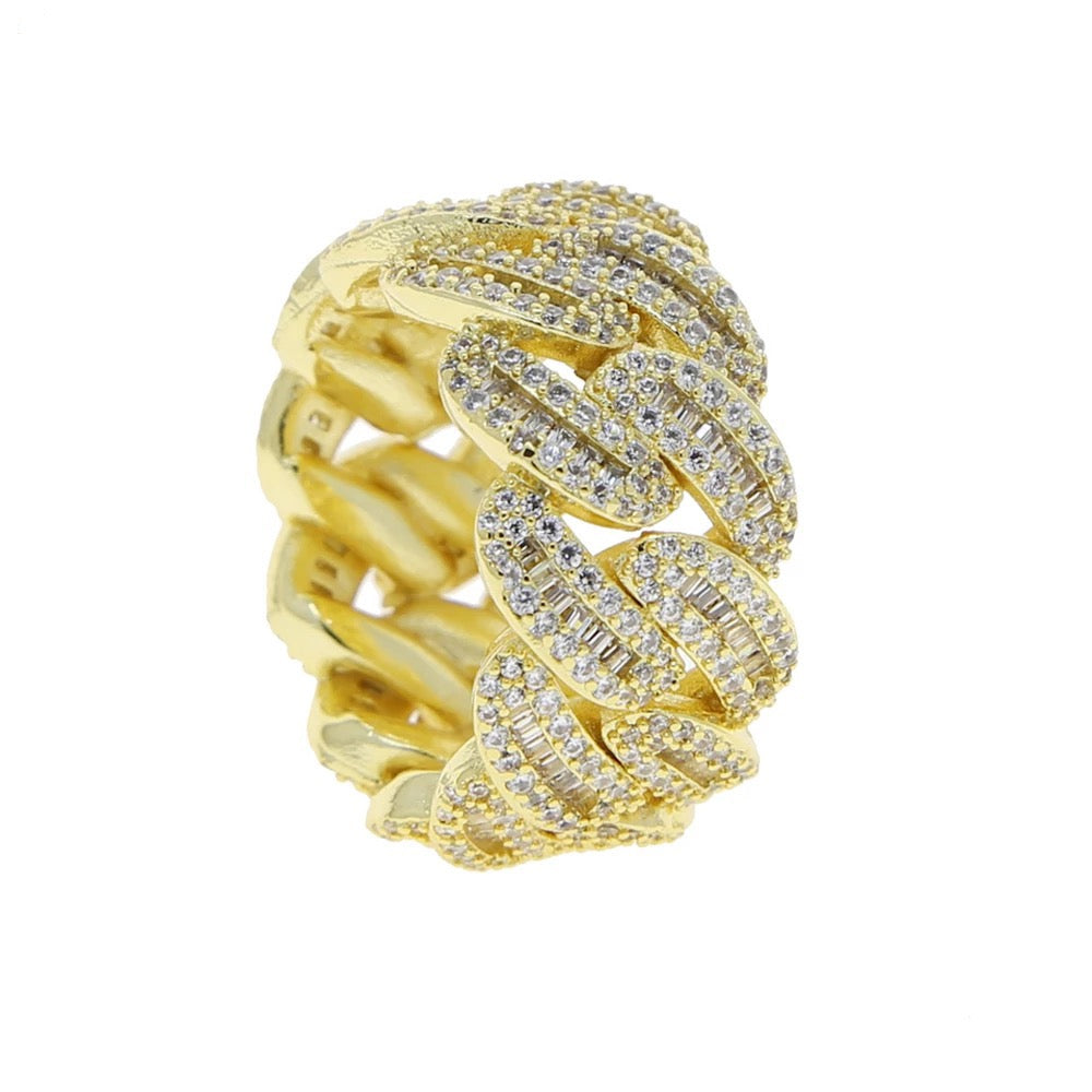 Plaqué Or | Bague Cubaine Diamant Baguette