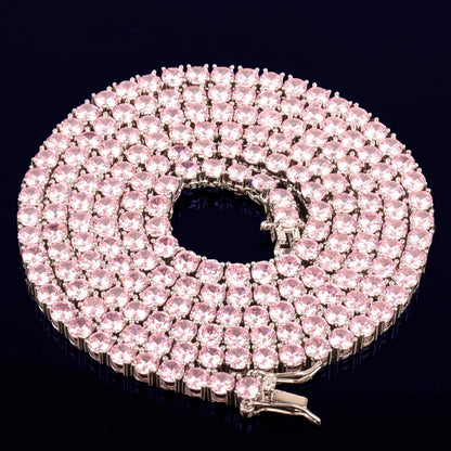 Chaine Tennis Diamant Rose 4MM