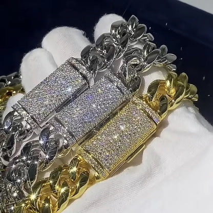 Collier cubain Moissanite Diamond Iced-Lock