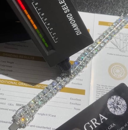 Bracelet Tennis Diamant Moissanite Argent Double Rang 8mm