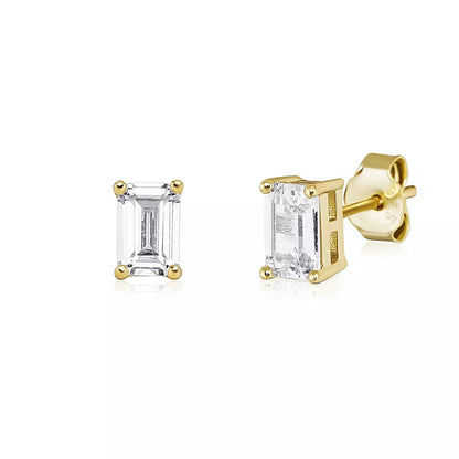 Gold Plated Baguette Diamond Earrings
