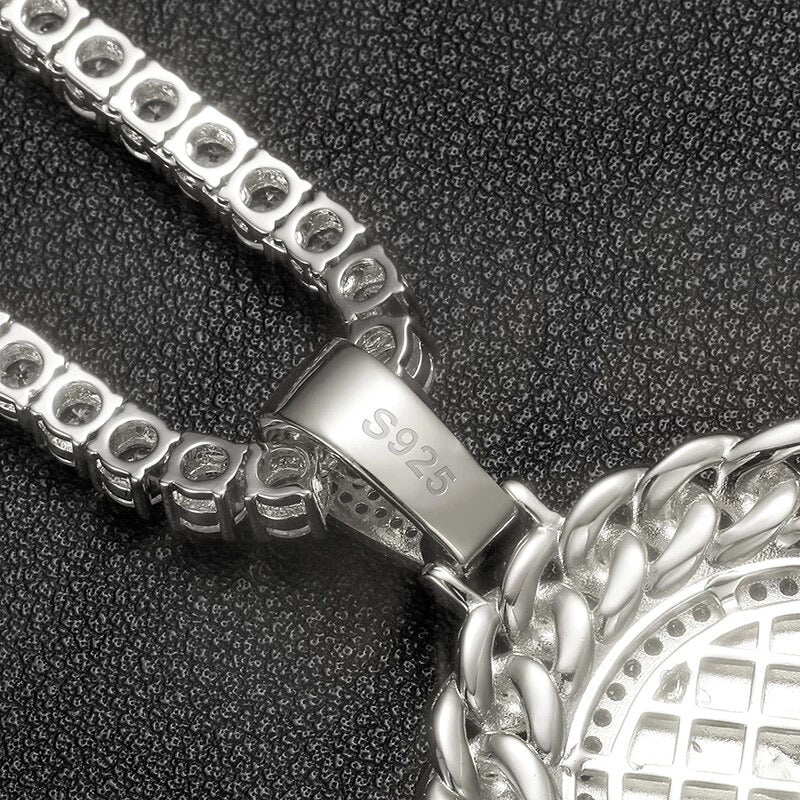 Argent Moissanite Diamonds Allah Médaillon Cubain