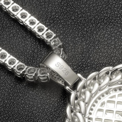 Argent Moissanite Diamonds Allah Médaillon Cubain